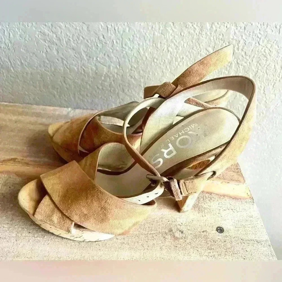 Michael Kors Women's "Adair" Suede Open Toe Cork Platform Sandal Heels - 6M - Picture 6 of 9